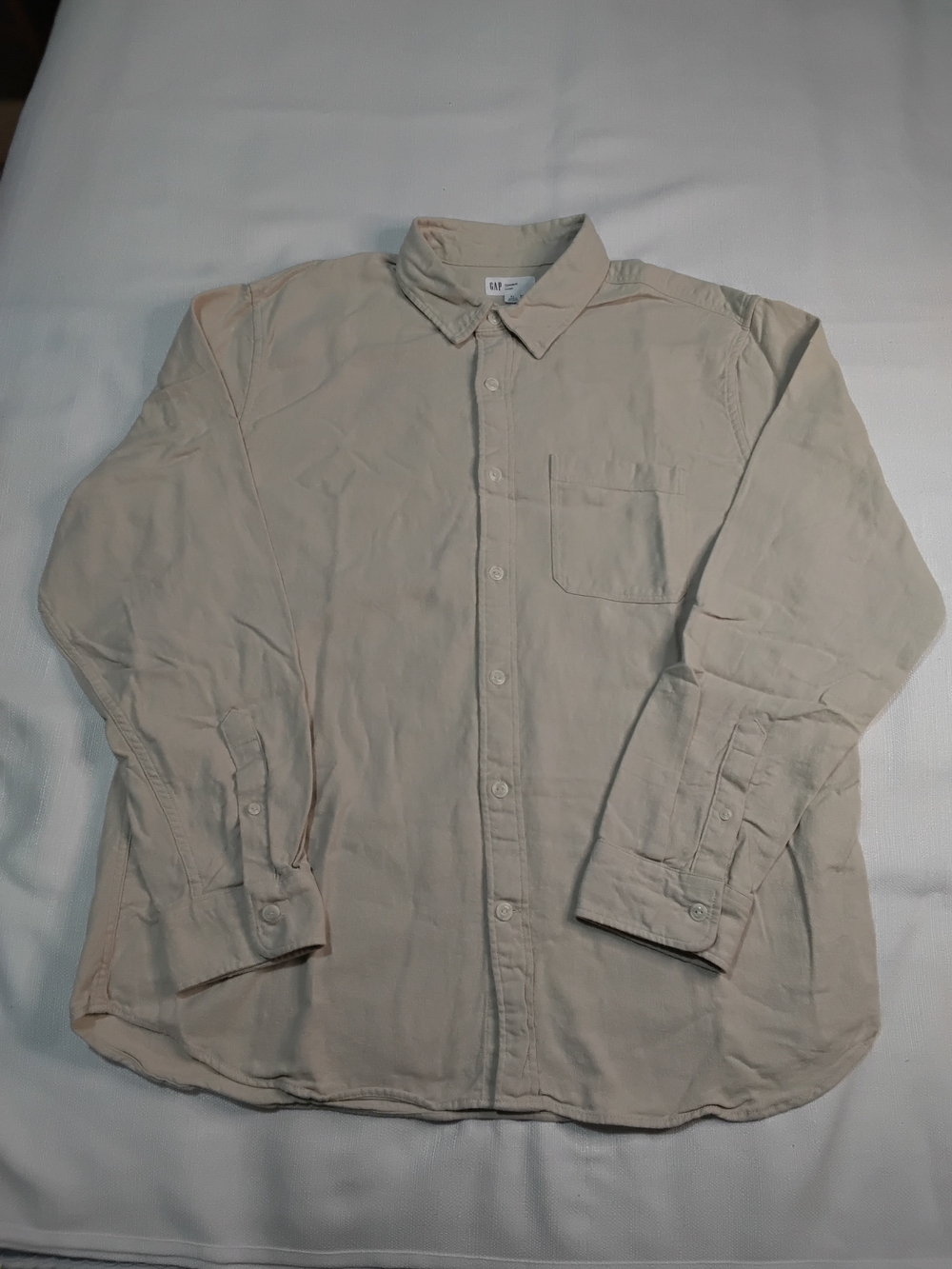 GAP Standar Fit Flannel Men's Casual Long-Sleeve Button-Down in Light Beige XL.